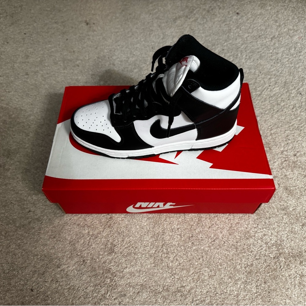 Nike Black and White Dunk High Sneakers